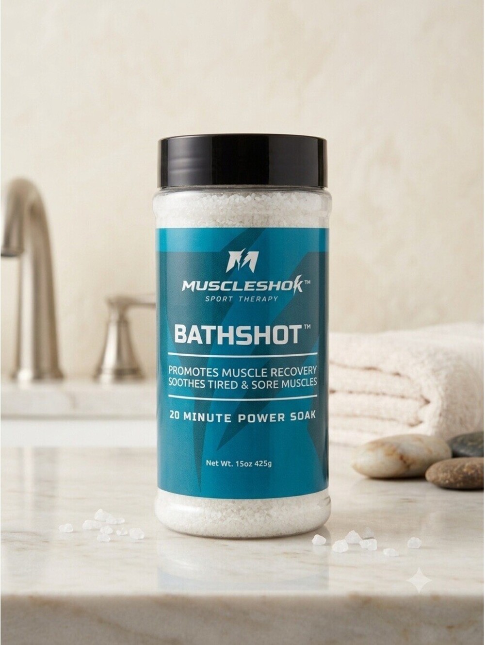 MuscleShok BathShot Sport Therapy Bath Salts 15oz - Muscle Recovery & Soreness